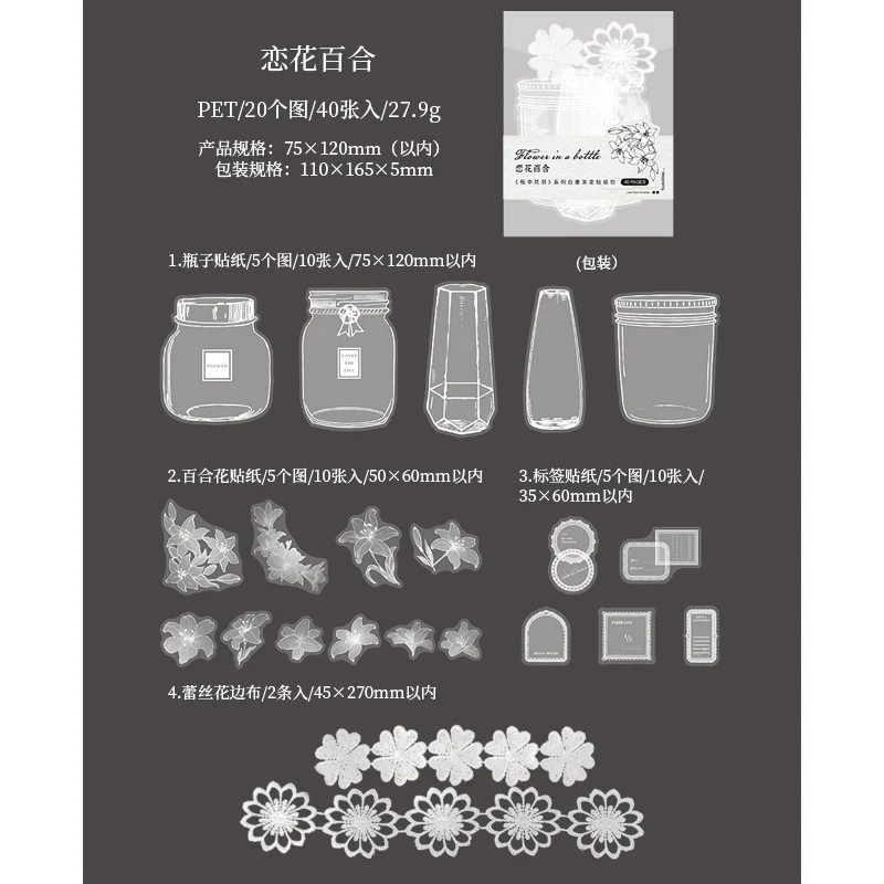 Bloom in a Bottle Series – White Ink Gradient Sticker Pack - Image 9