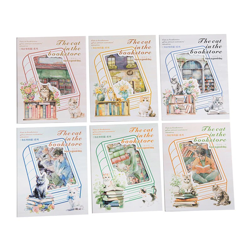 Bookstore Cats Series Double White Ink PET Sticker Pack - Image 6