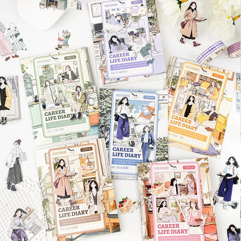 Career Life Diary character sticker pack 15pcs - Image 8