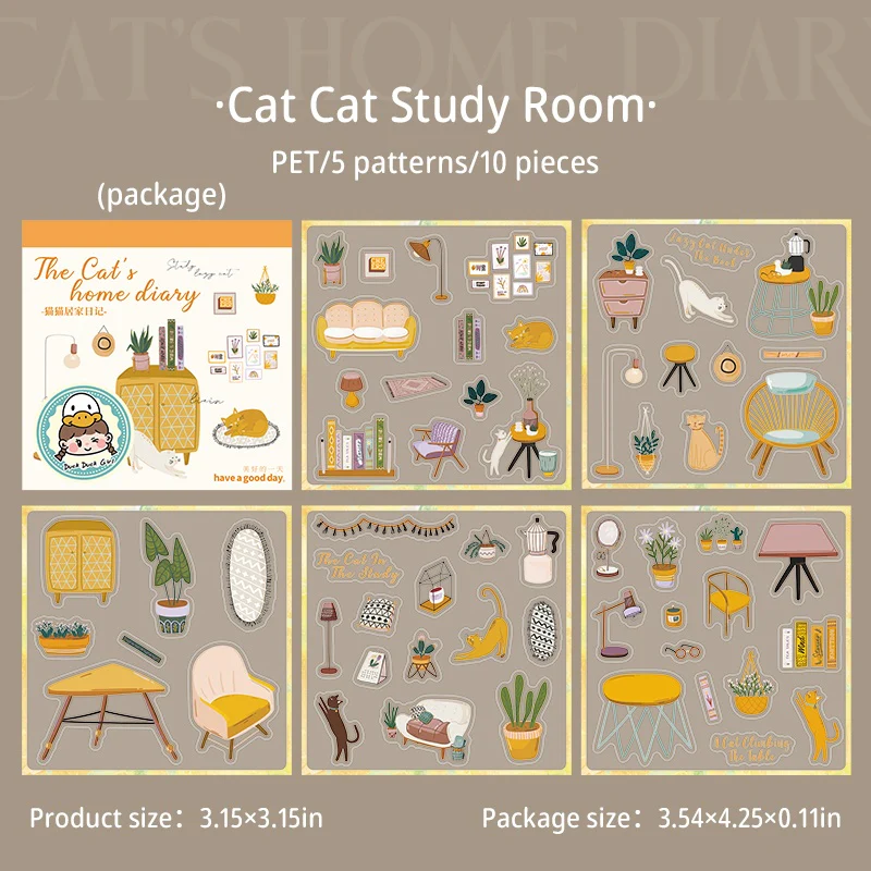 Cat’s Cozy Life Series Home Decor PET Sticker Book - Image 10