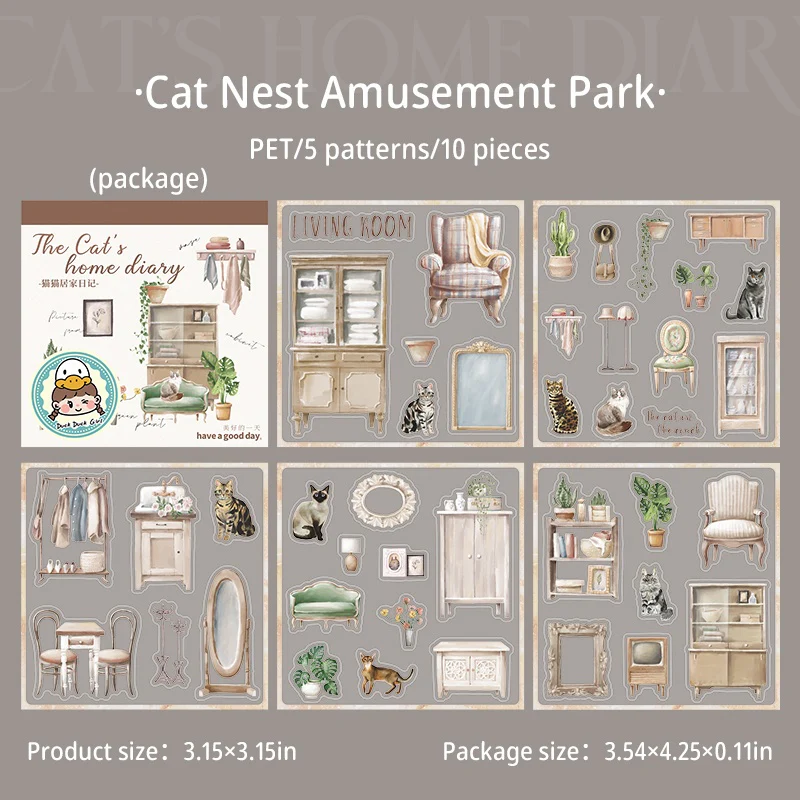 Cat’s Cozy Life Series Home Decor PET Sticker Book - Image 11