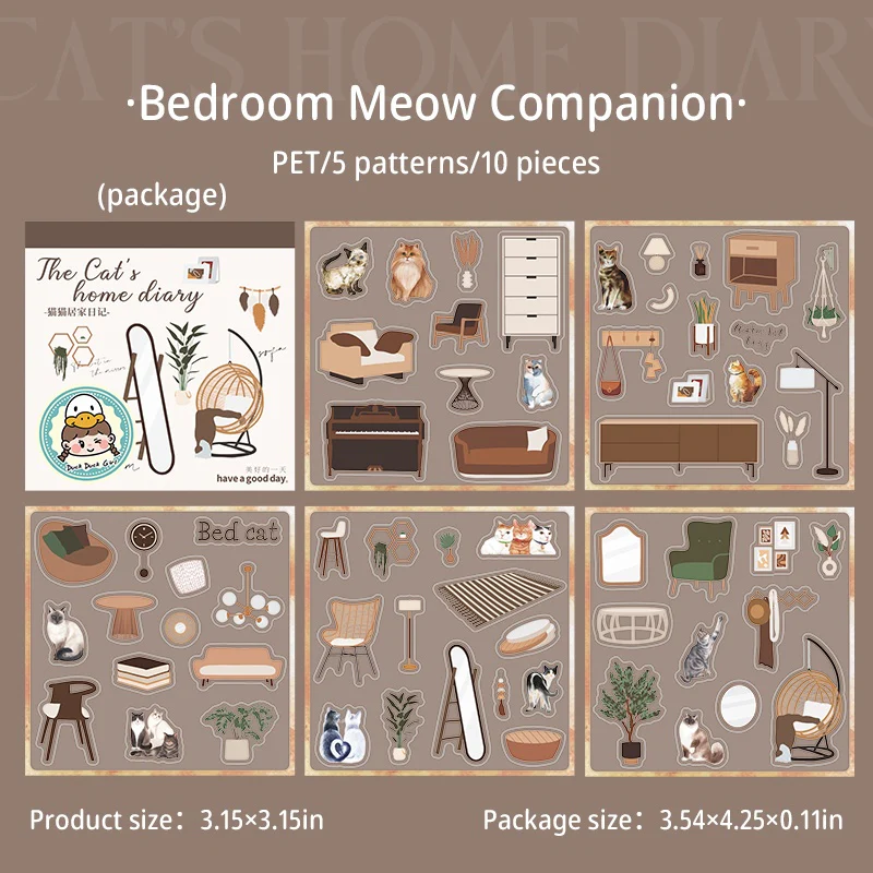 Cat’s Cozy Life Series Home Decor PET Sticker Book - Image 8