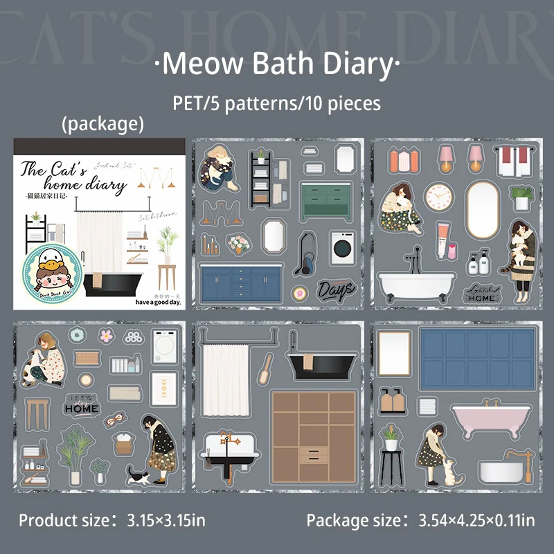 Cat’s Cozy Life Series Home Decor PET Sticker Book - Image 9