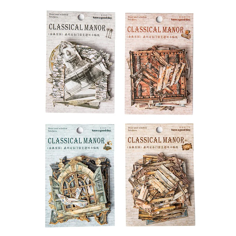 Classical Manor Series Vintage Laser-Cut Cardstock Stickers - Image 6