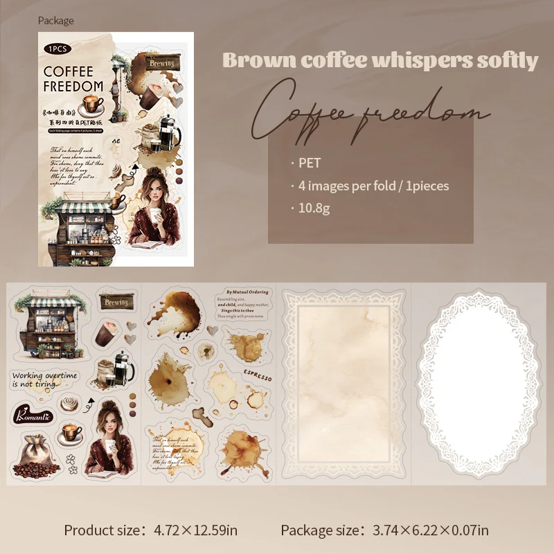 Coffee Freedom Sticker book 4pcs - Image 10
