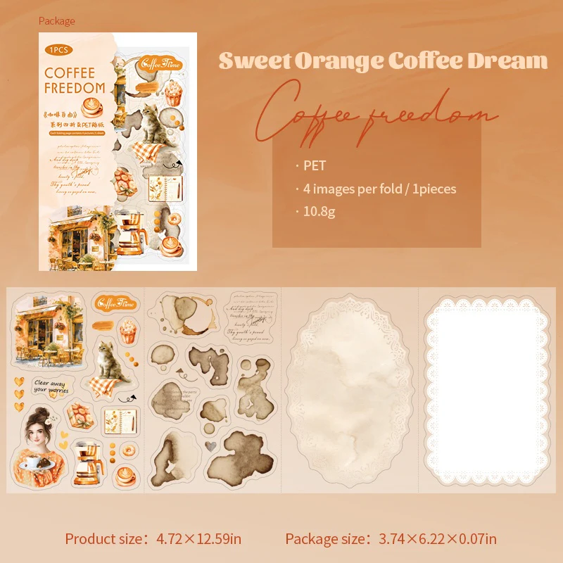 Coffee Freedom Sticker book 4pcs - Image 12