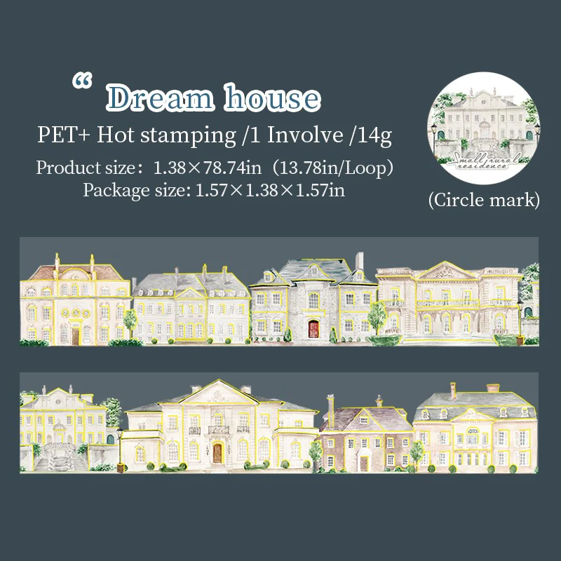 Countryside Cottage Series Gold Foil House Scenery Tape - Image 11