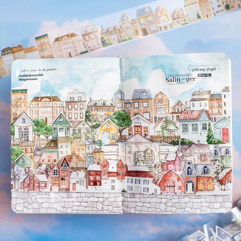 Countryside Cottage Series Gold Foil House Scenery Tape - Image 3
