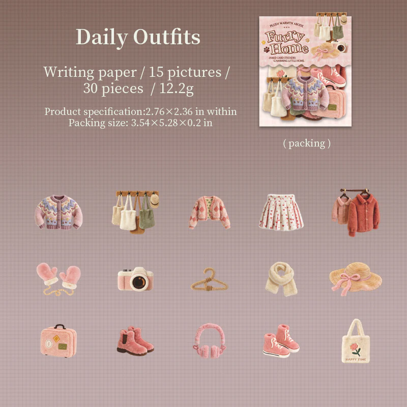 Cute Plush Home Sticker Pack 30PCS - Image 14