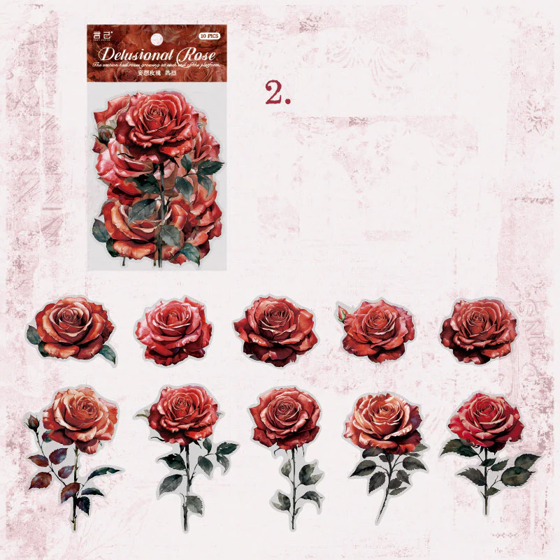 Delusional Rose Sticker 10pcs - Image 12