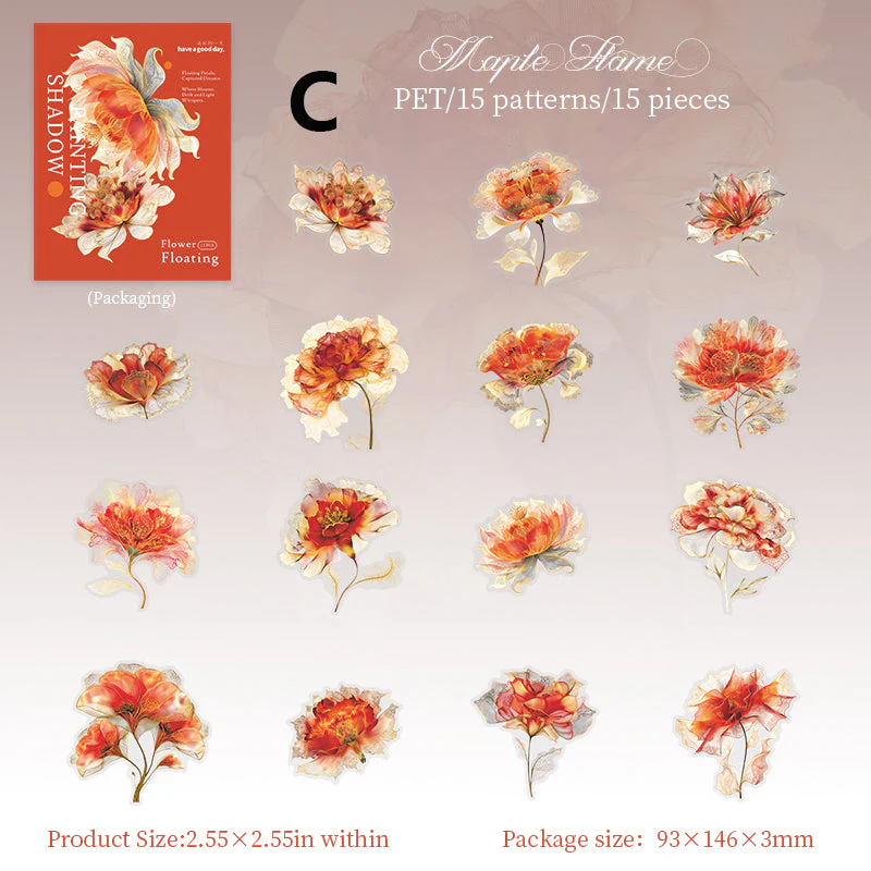 Floating Flower Draw Contours Sticker 15pcs - Image 12