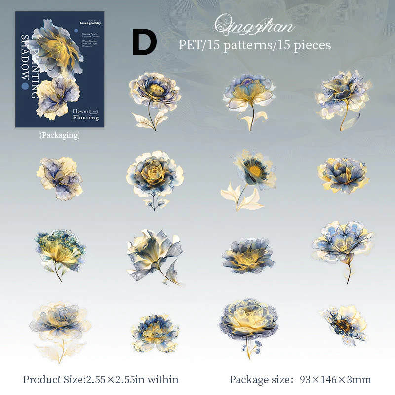 Floating Flower Draw Contours Sticker 15pcs - Image 13