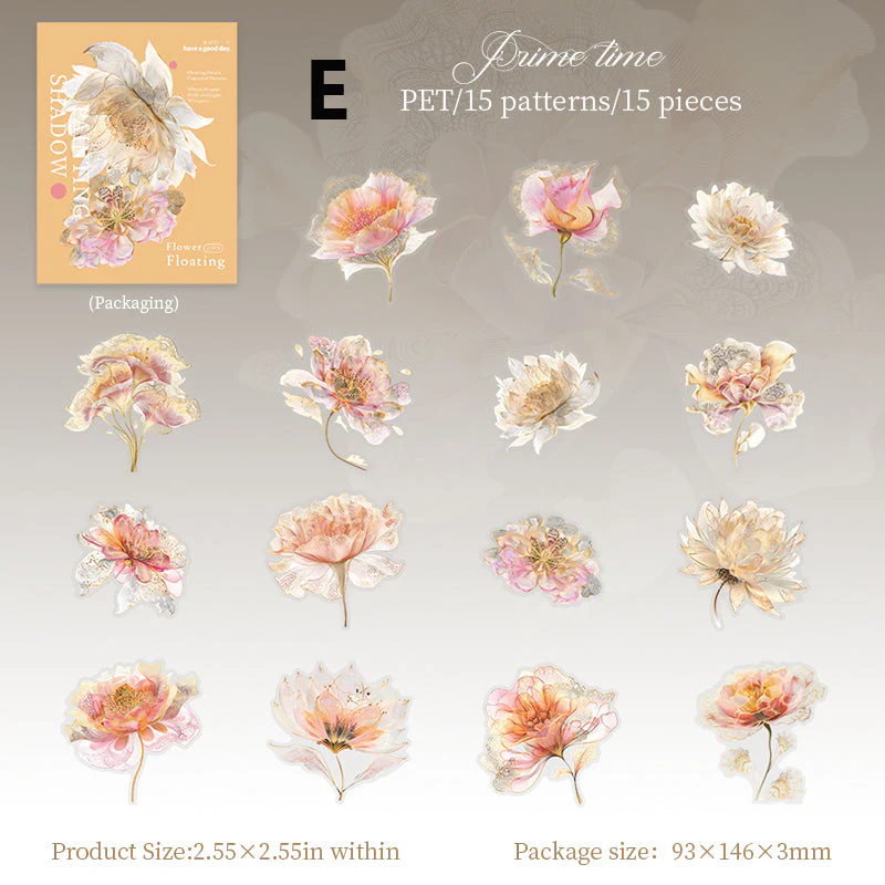 Floating Flower Draw Contours Sticker 15pcs - Image 14