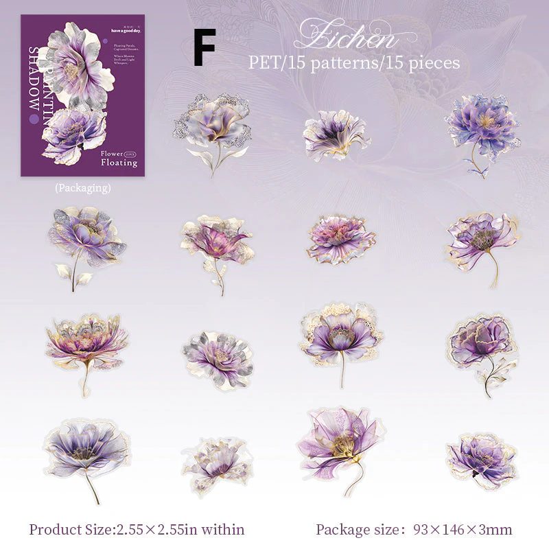 Floating Flower Draw Contours Sticker 15pcs - Image 15