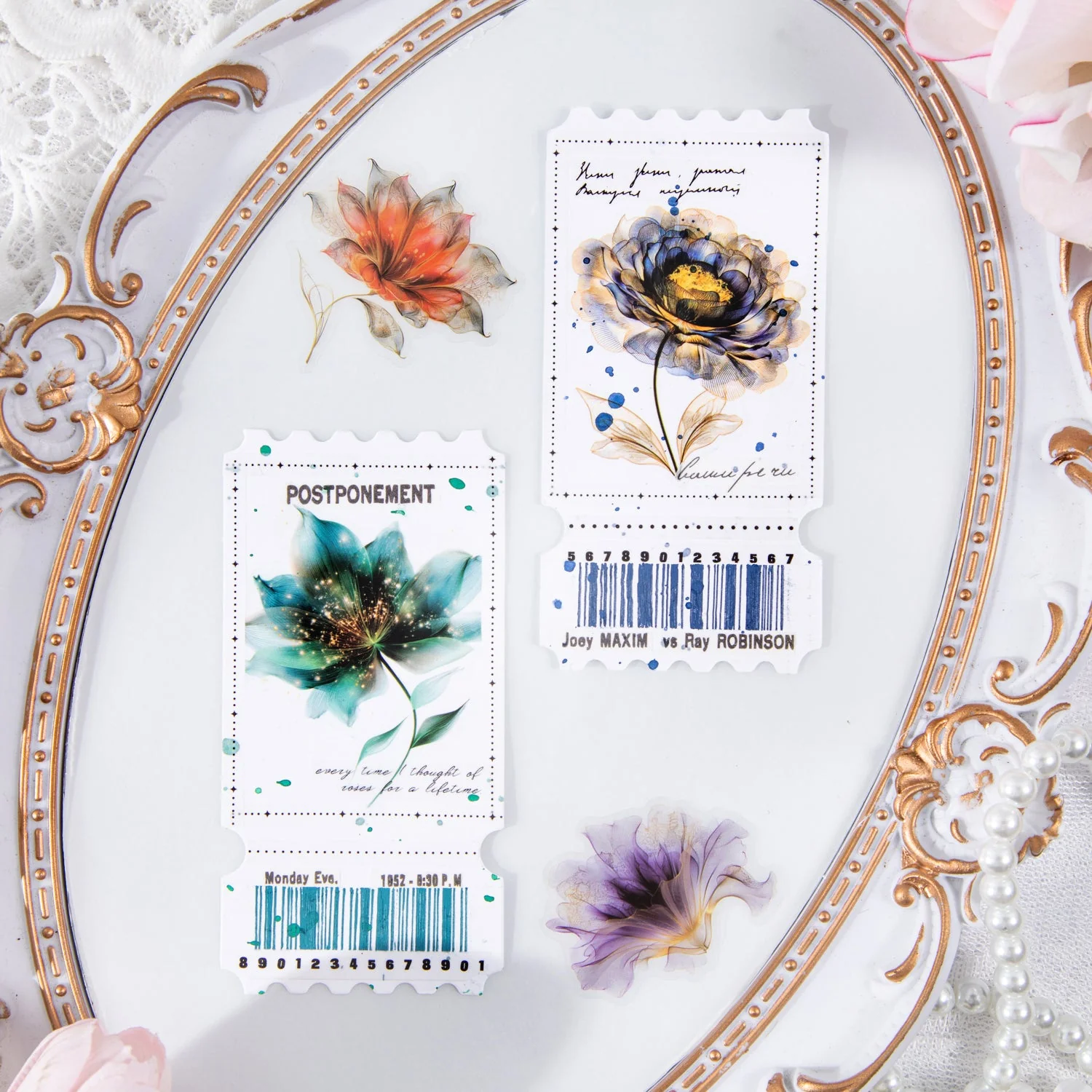 Floating Flower Draw Contours Sticker 15pcs - Image 3