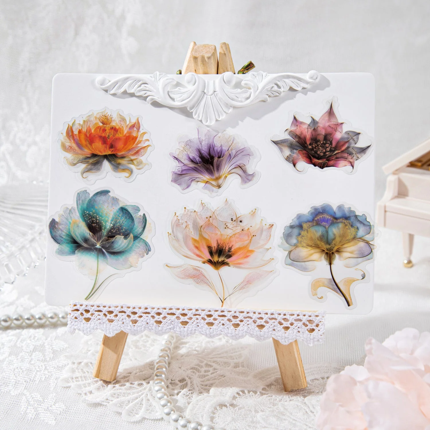 Floating Flower Draw Contours Sticker 15pcs - Image 5