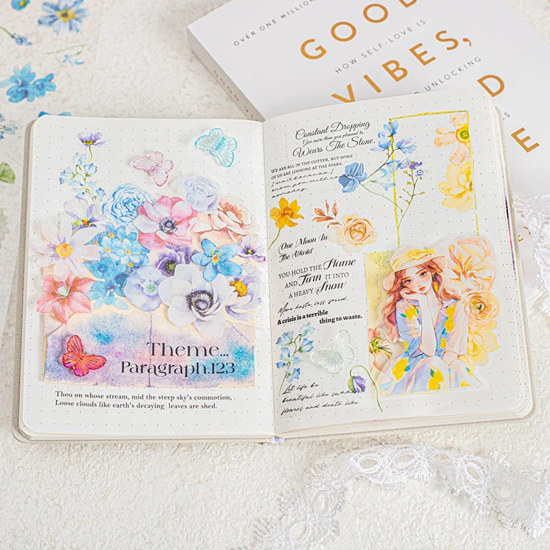 Floral Sweet Dreams Series Dual-Material Sticker Book - Image 4