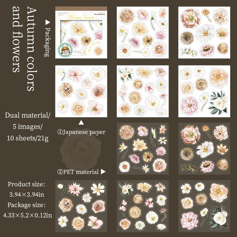 Floral Sweet Dreams Series Dual-Material Sticker Book - Image 8