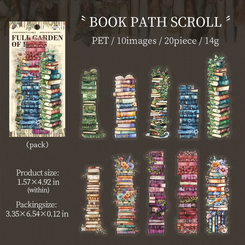 Full Garden of Books Scene Sticker Strip Pack - Image 10
