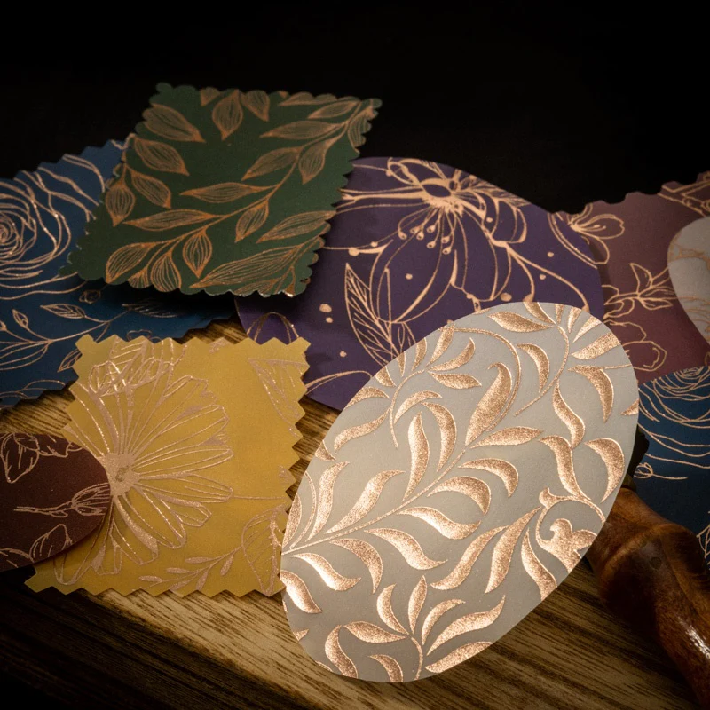 Golden-threaded Flower Shadow Scrapbook paper 8pcs - Image 2
