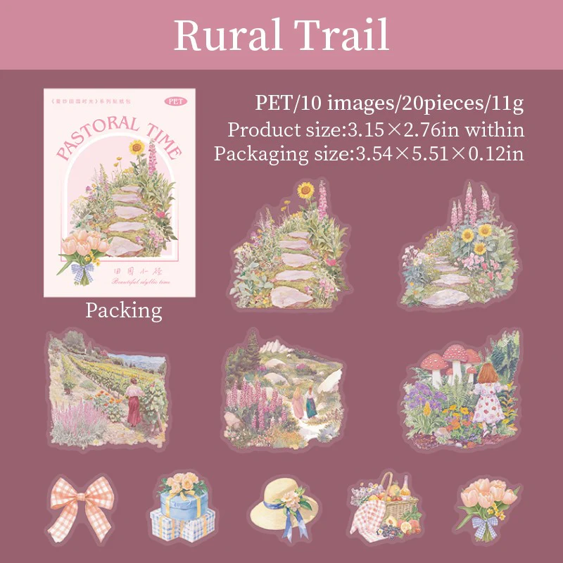Graceful Countryside Moments Series Dual-Size Garden Sticker Pack - Image 12