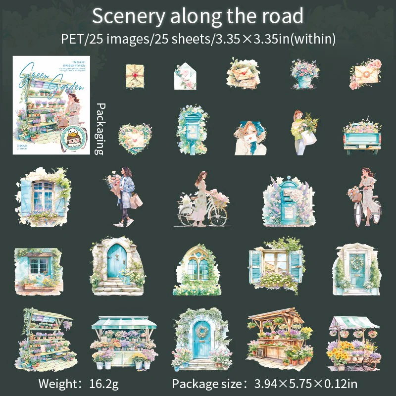 Green Garden Series Double White Ink PET Sticker Pack - Image 11