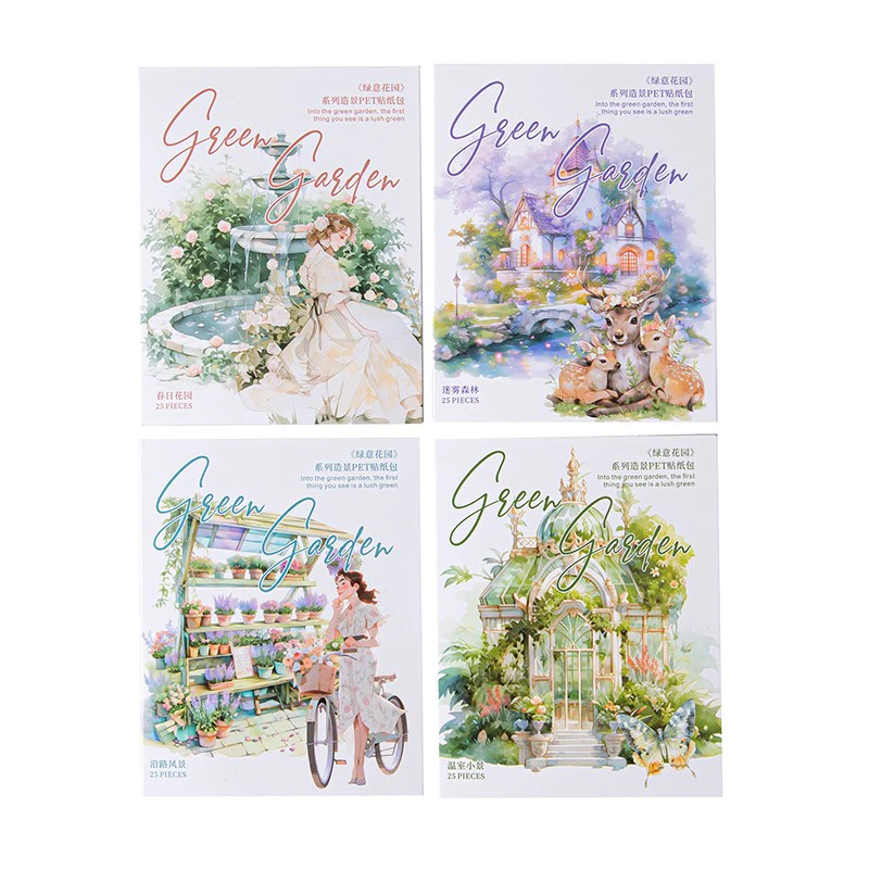 Green Garden Series Double White Ink PET Sticker Pack - Image 7