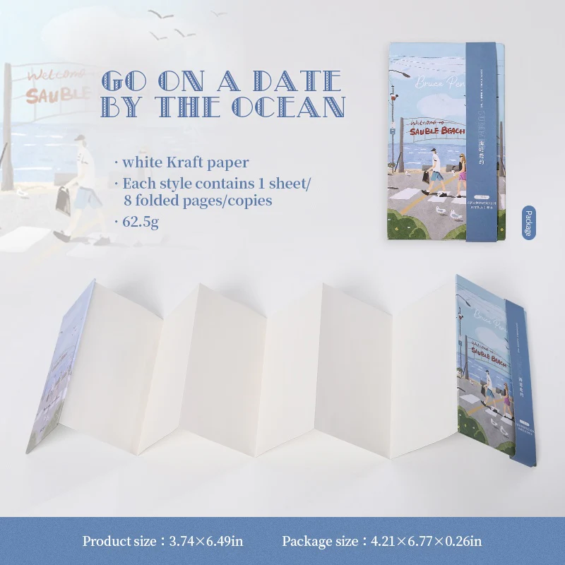 Pleasant Summer Days Hand-drawn cover organ folding notebook - Image 7