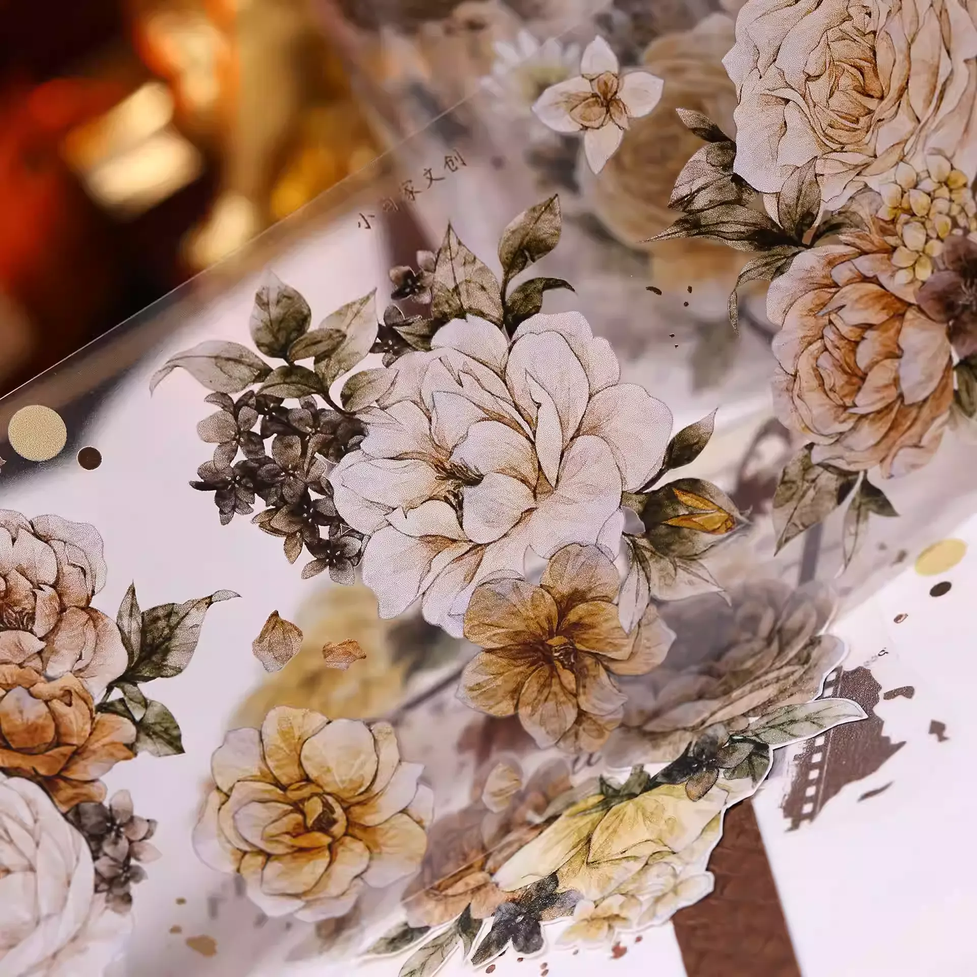 Retro Floral Washi PET Tape with Shell Light - Image 10