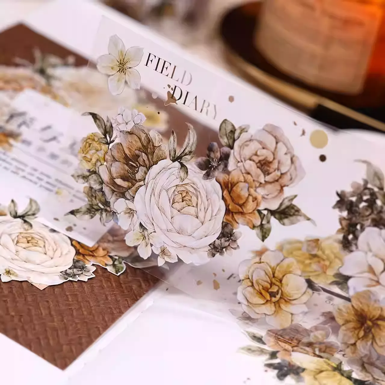 Retro Floral Washi PET Tape with Shell Light - Image 2