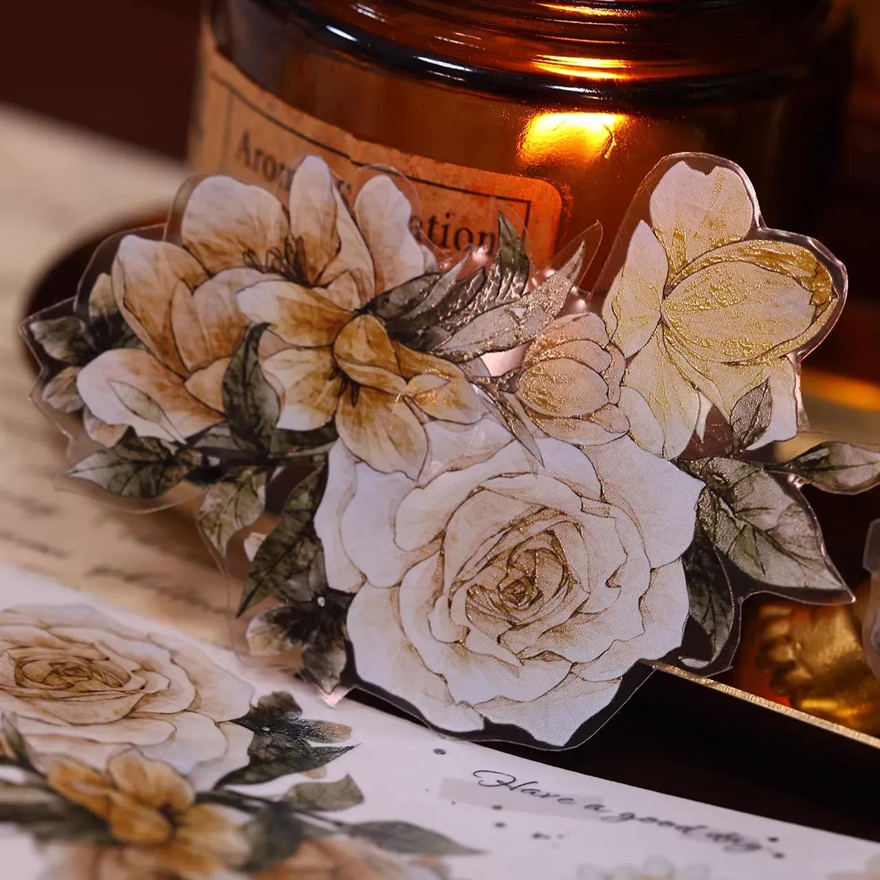 Retro Floral Washi PET Tape with Shell Light - Image 4