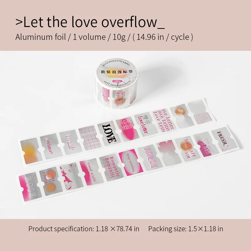 Loose Romance Label Series Silver Quote Washi Tape - Image 14