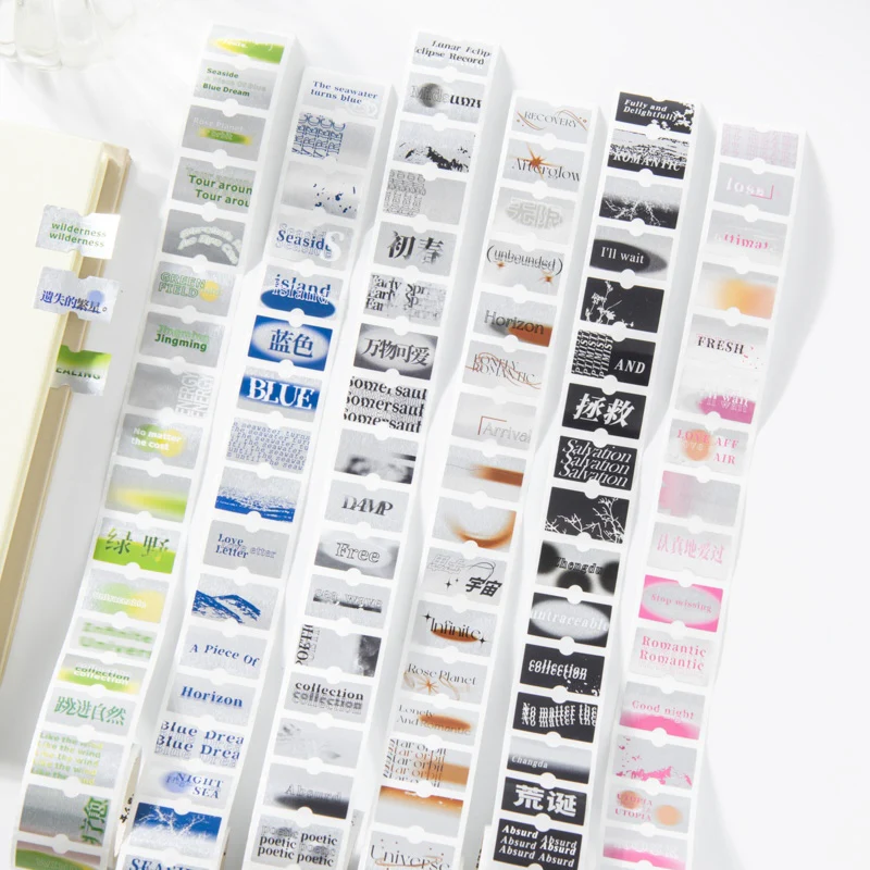 Loose Romance Label Series Silver Quote Washi Tape - Image 3