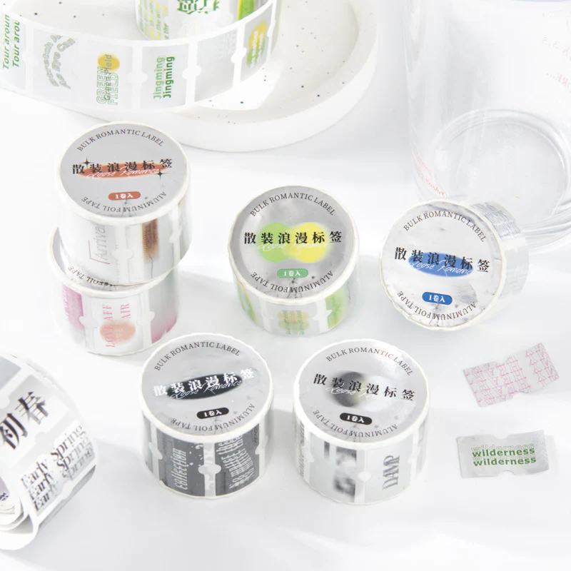 Loose Romance Label Series Silver Quote Washi Tape - Image 4