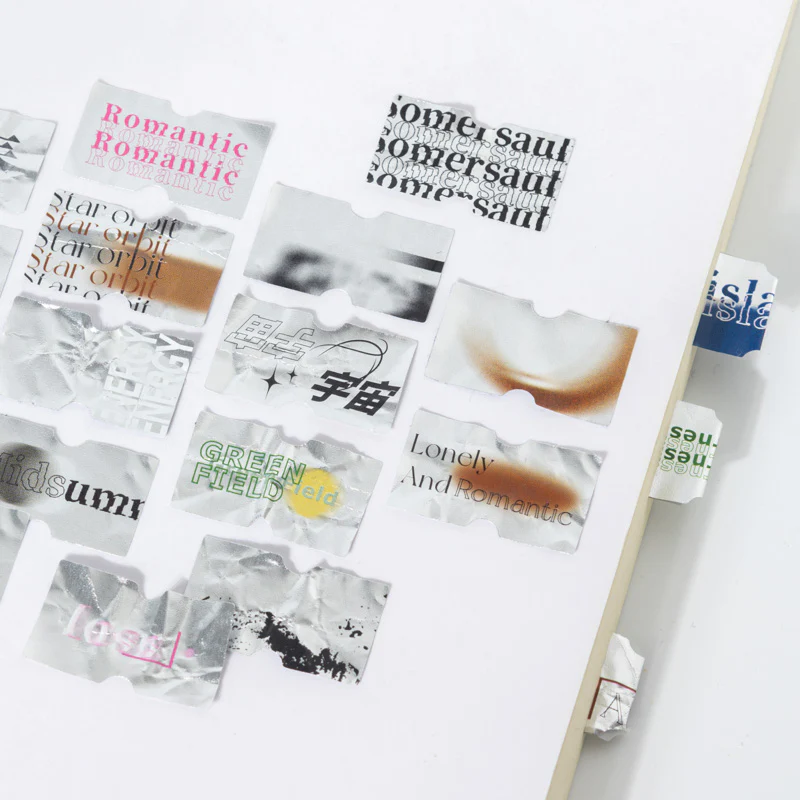 Loose Romance Label Series Silver Quote Washi Tape - Image 7