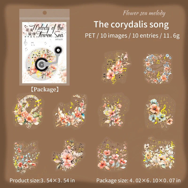 Melodies of the Flower Sea Series Floral Music Sticker Pack - Image 9