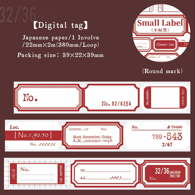 Mini Label Series Die-Cut Number Washi Tape - Image 10