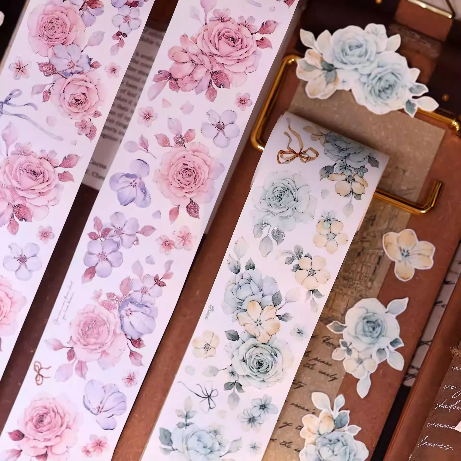 Mint Green Vintage Floral Washi PET Tape - Image 10