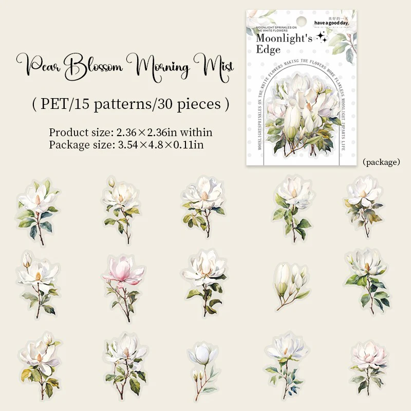 Moonlit Bloom Series Floral PET Sticker Pack - Image 10