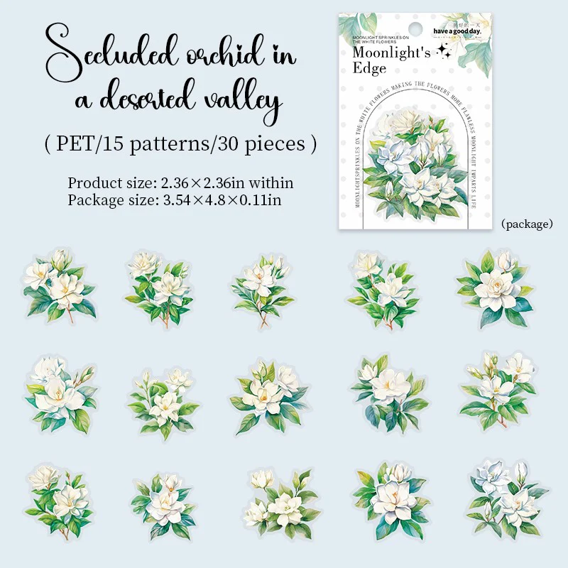 Moonlit Bloom Series Floral PET Sticker Pack - Image 11