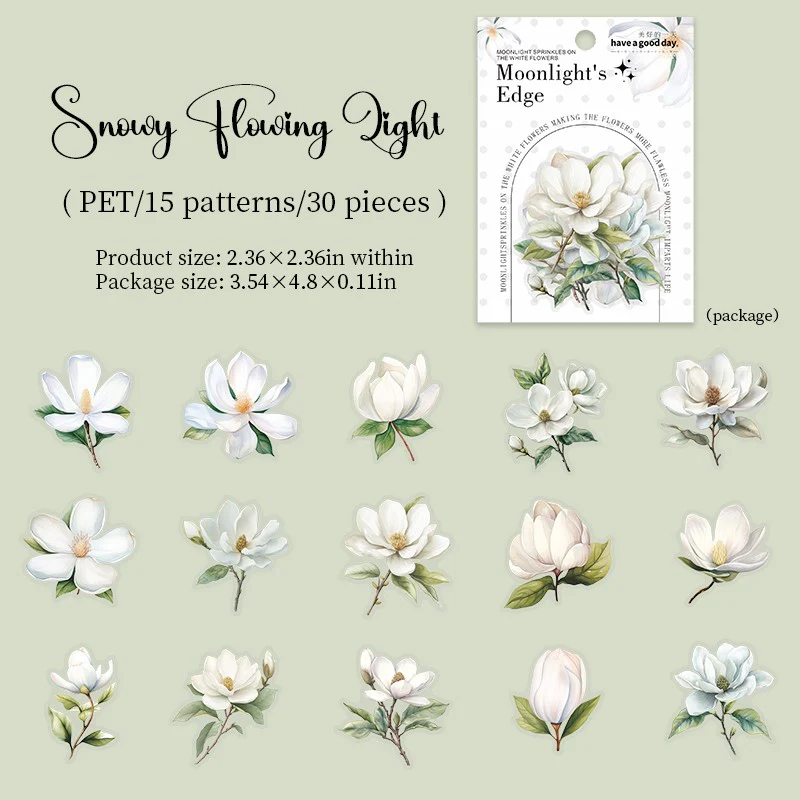 Moonlit Bloom Series Floral PET Sticker Pack - Image 12