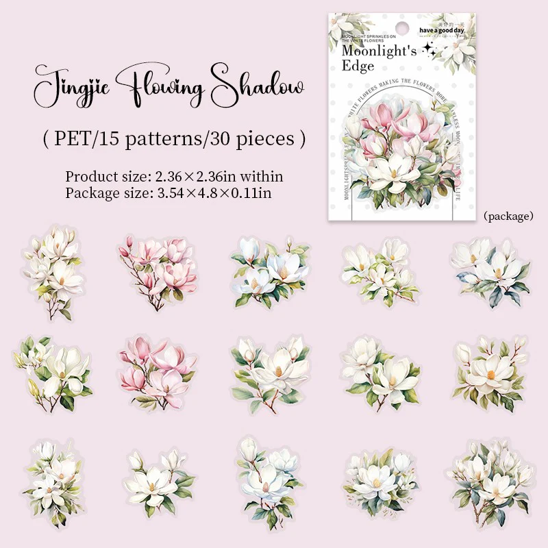 Moonlit Bloom Series Floral PET Sticker Pack - Image 9
