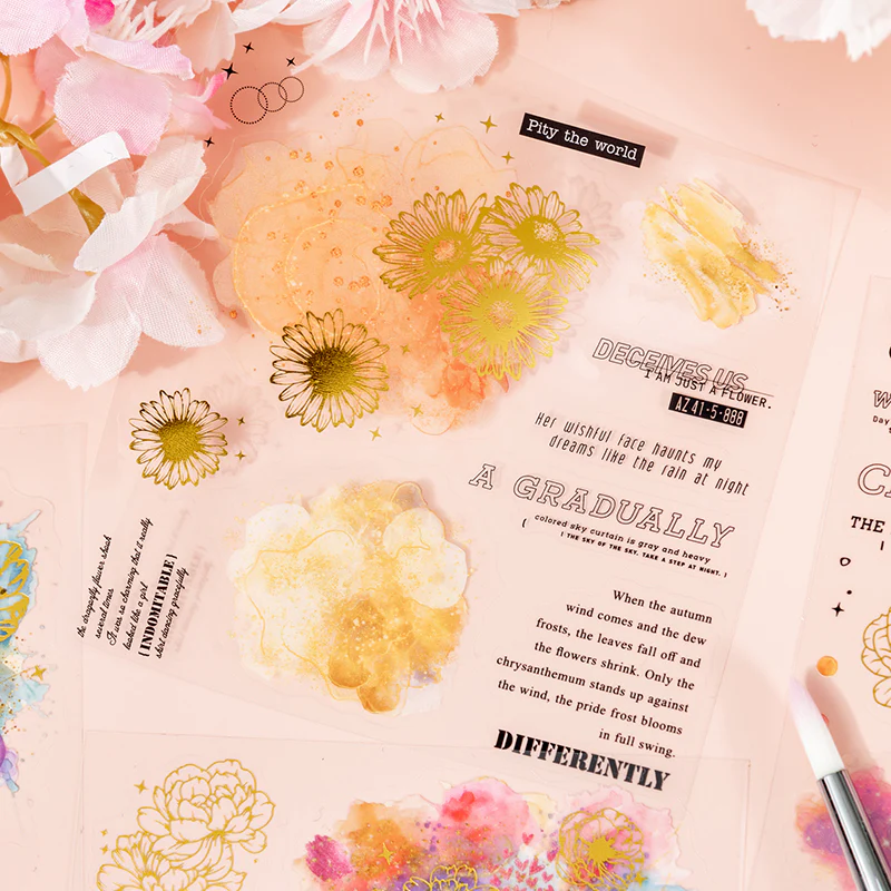 Morning Bloom Series Watercolor Foil Sticker Book - Image 3