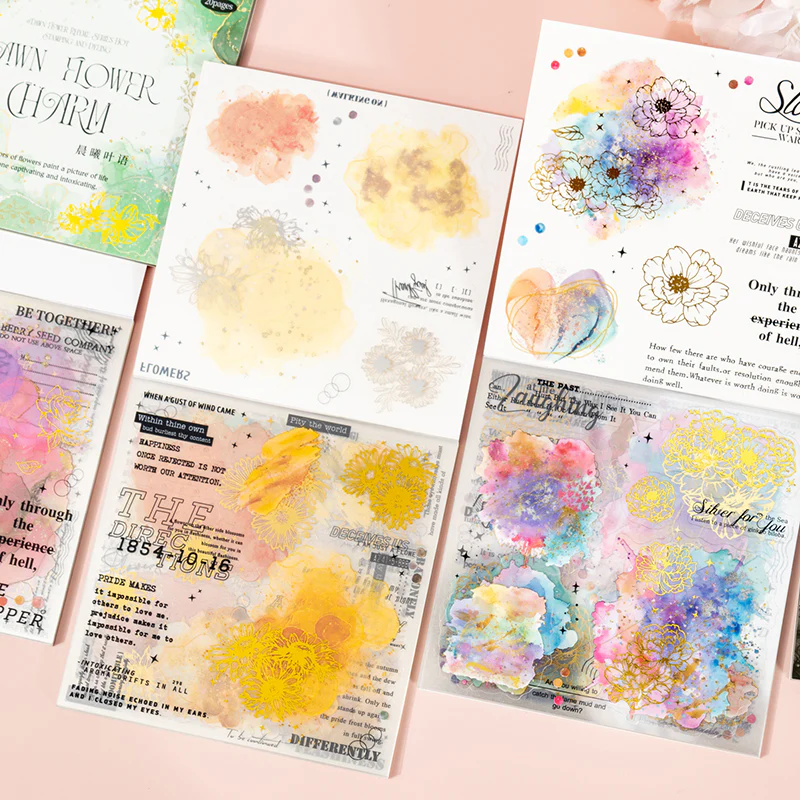 Morning Bloom Series Watercolor Foil Sticker Book - Image 6