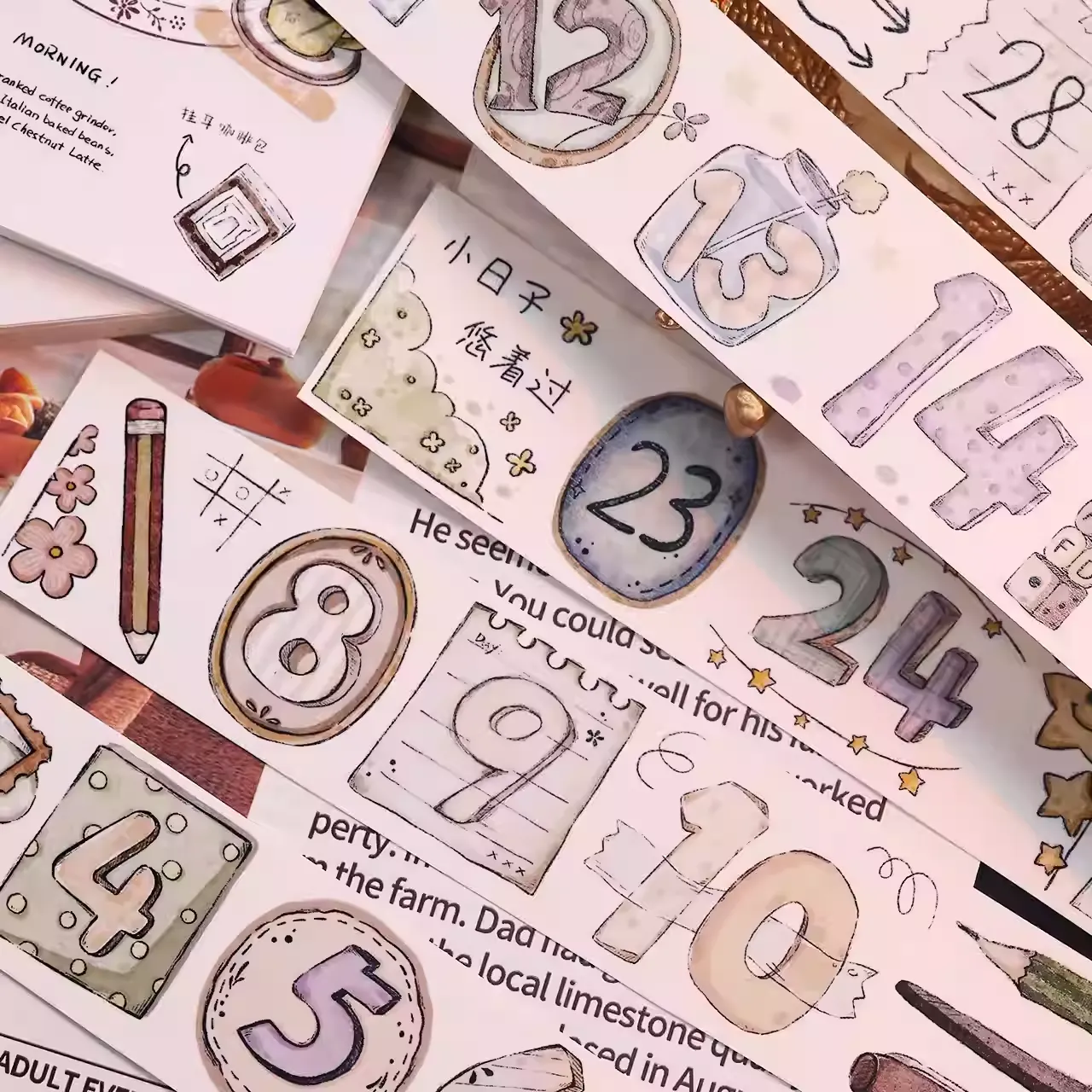 Number & Letter Vintage Salt System Washi PET Tape