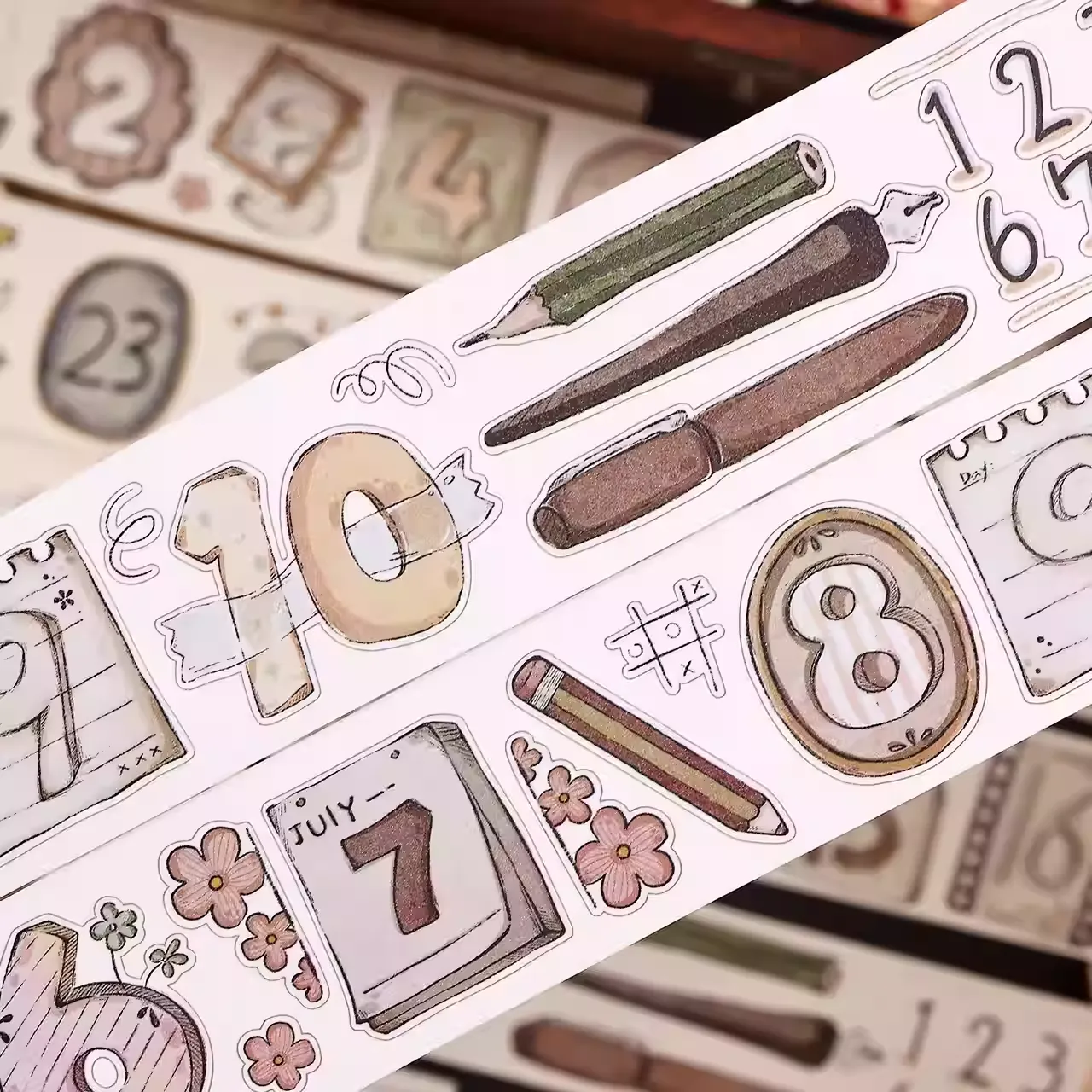 Number & Letter Vintage Salt System Washi PET Tape - Image 3