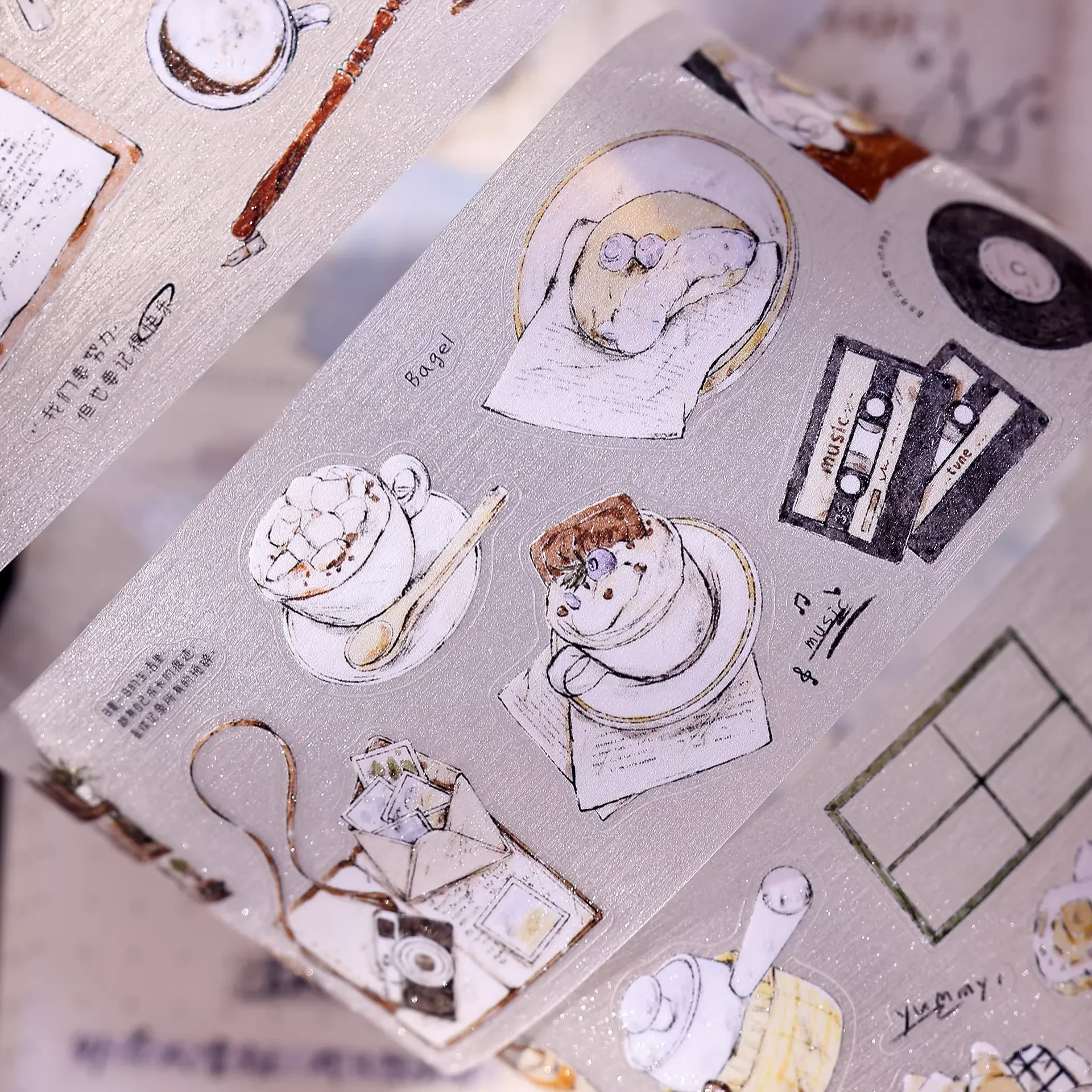 One Person Daily Life Light Vintage Salt Style Washi PET Tape - Image 4