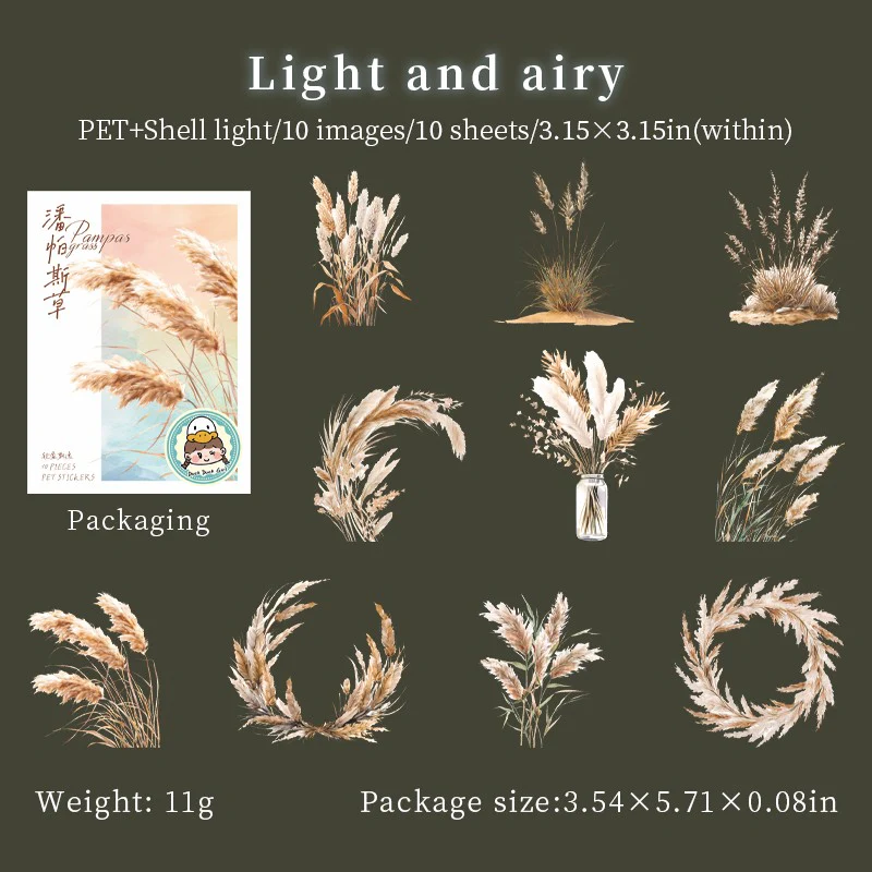 Pampas Grass Series Plant-Themed Sticker Pack - Image 13
