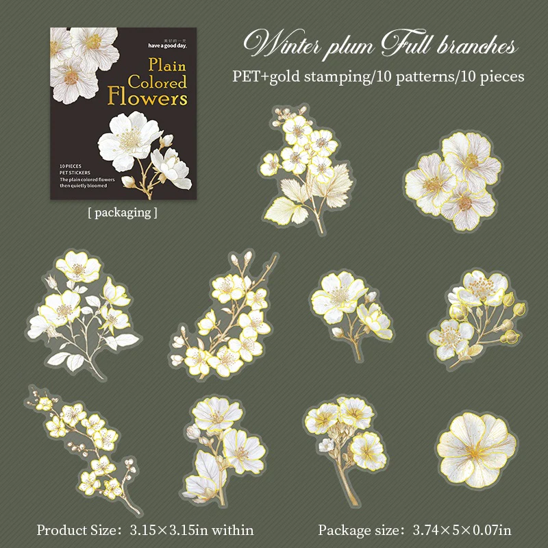 Plain Colored Flower Bloom Stickers 10pcs - Image 10