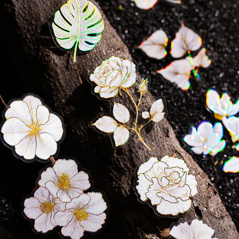 Plain Colored Flower Bloom Stickers 10pcs - Image 3